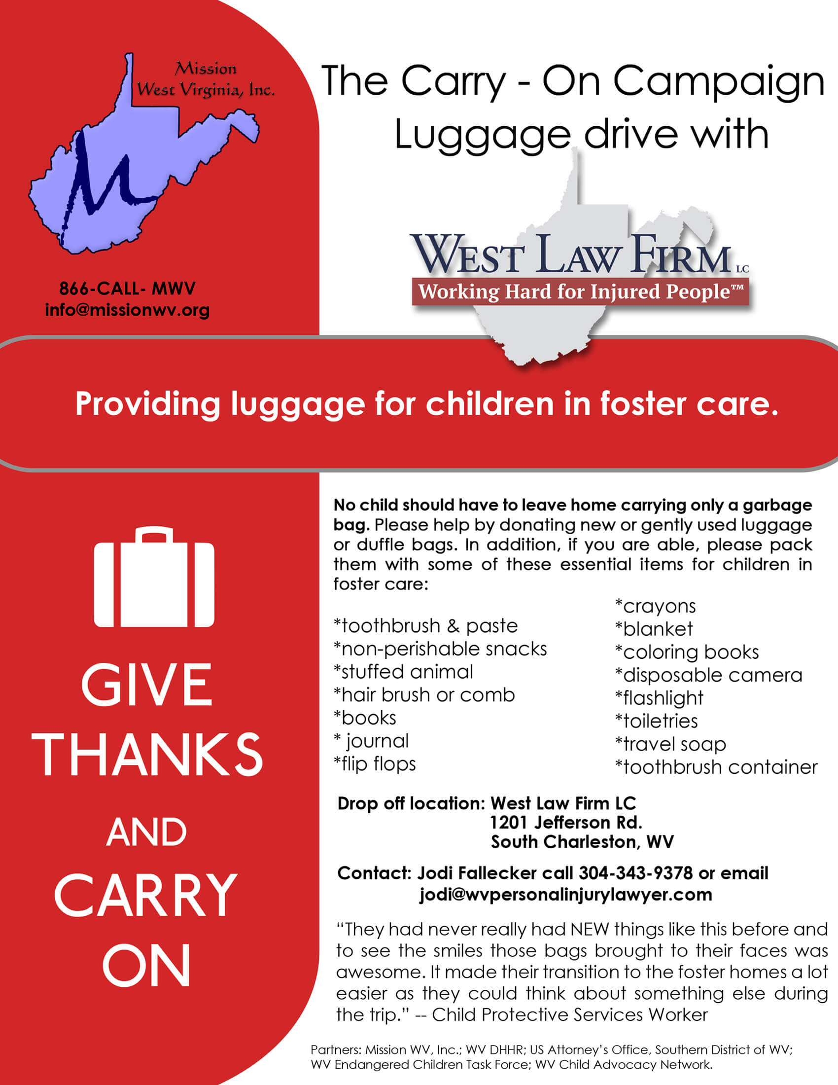 Donate Luggage to Children in Foster Care Win Chance for 100 Amazon