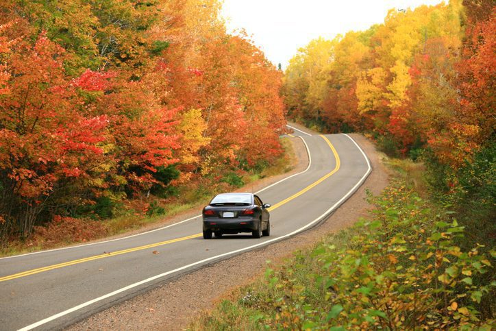 Country road in the fall in Beckley, West Virginia
