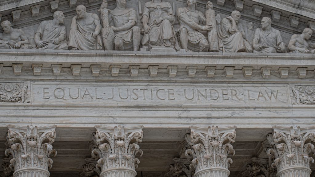 Equal Justice For All Inscription on court house